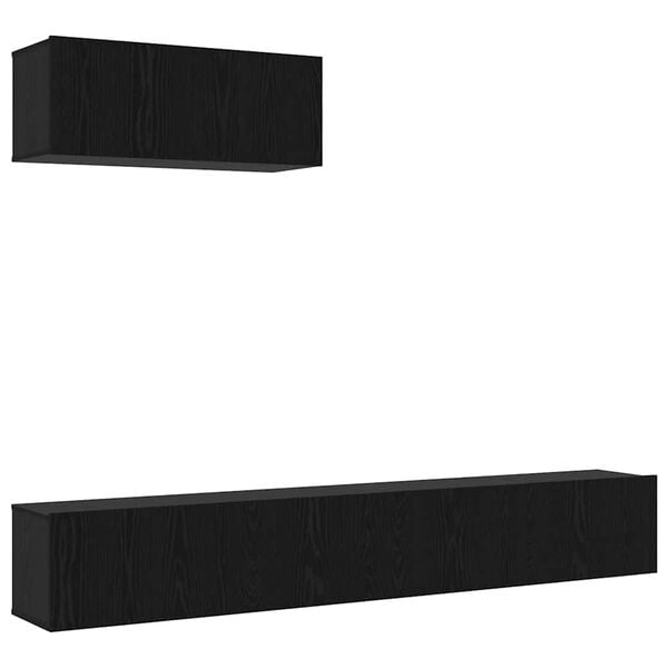 vidaXL TV Cabinet Set Wall-mounted 3 pcs Black Oak Engineered Wood