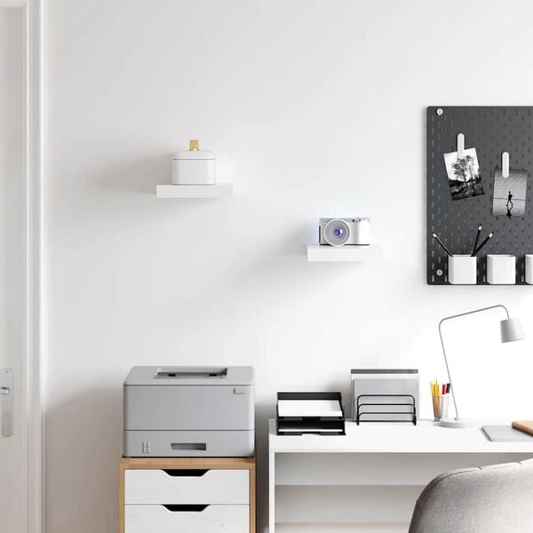 vidaXL Floating Wall Shelves 2 pcs White 23x23.5x3.8 cm MDF