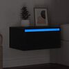 vidaXL Wall-mounted Bedside Cabinet with LED Lights Black Oak