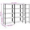 vidaXL 5-Layer Storage Shelves 3 pcs Silver Steel&Engineered Wood