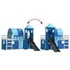 vidaXL Bunk Bed without Mattress with Slide and Curtains Blue 90x190 cm Single