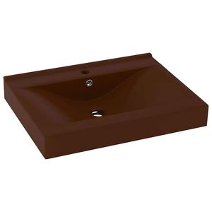 vidaXL Luxury Basin with Faucet Hole Matt Dark Brown 60x46 cm Ceramic
