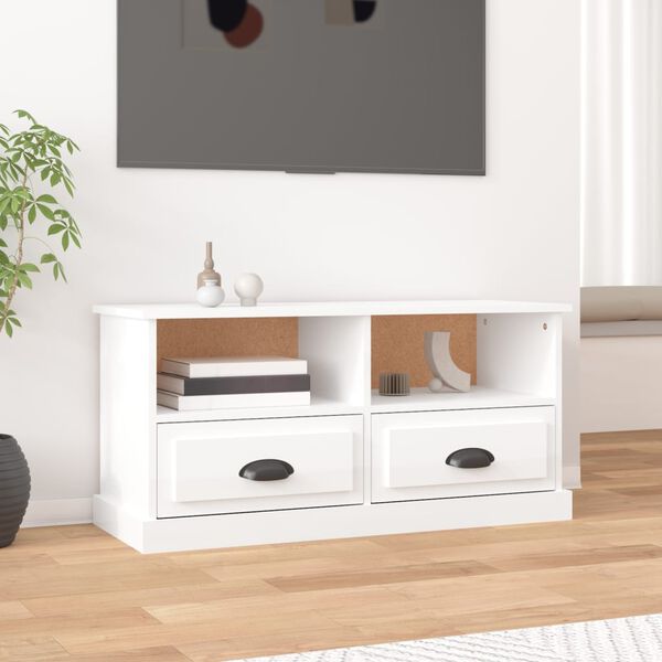 vidaXL TV Cabinet High Gloss White 93x35.5x45 cm Engineered Wood