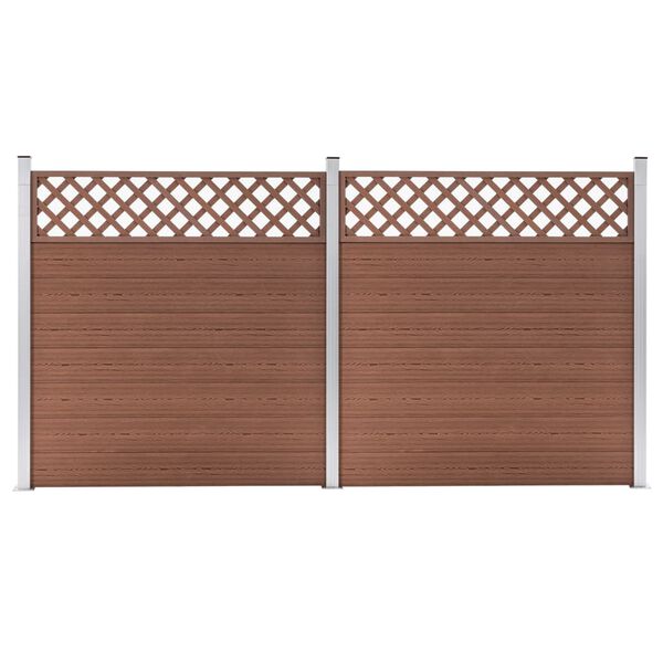 vidaXL WPC Fence Set 2 Square 353x185 Brown