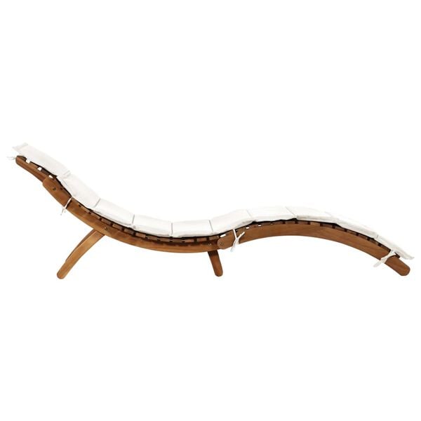 vidaXL Sun Lounger with Cream Cushions Solid Wood Acacia