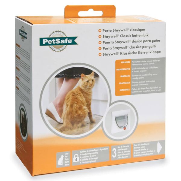 PetSafe Manual 4-Way Cat Flap with Tunnel Classic 917 White