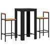 vidaXL 3 Piece Garden Bar Set Black Poly Rattan&Solid Wood Acacia