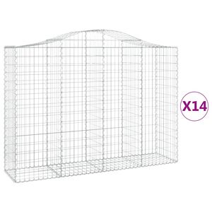 vidaXL Arched Gabion Baskets 14 pcs 200x50x140/160 cm Galvanised Iron