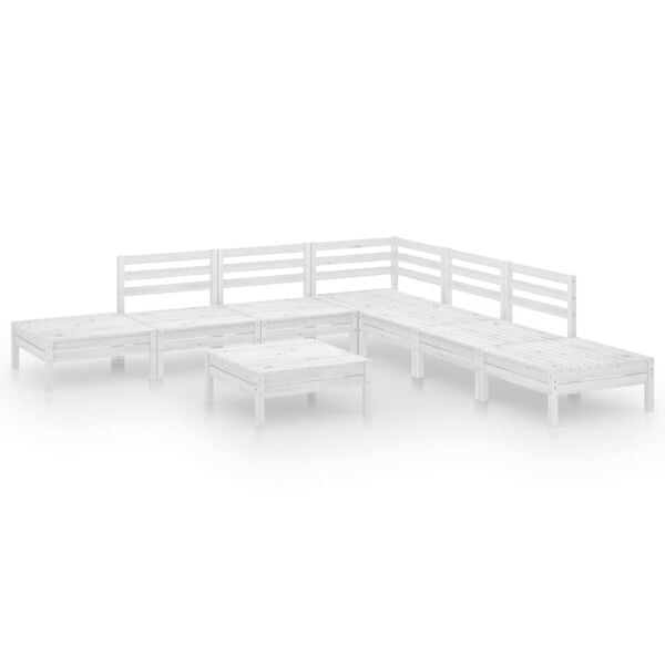 vidaXL 8 Piece Garden Lounge Set Solid Pinewood White