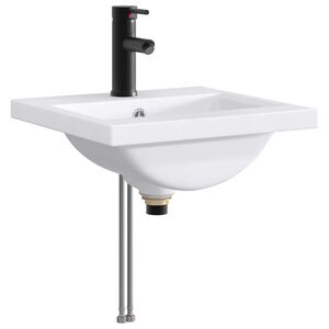 vidaXL Bathroom Sink with Faucet and Drain Matte Black