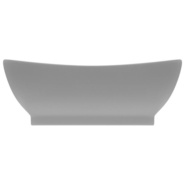 vidaXL Luxury Basin Overflow Oval Matt Light Grey 58.5x39 cm Ceramic