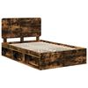 vidaXL Bed Frame Smoked Oak 135 x 190 cm Solid Pine Wood