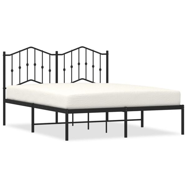 vidaXL Metal Bed Frame without Mattress with Headboard Black 140x190cm
