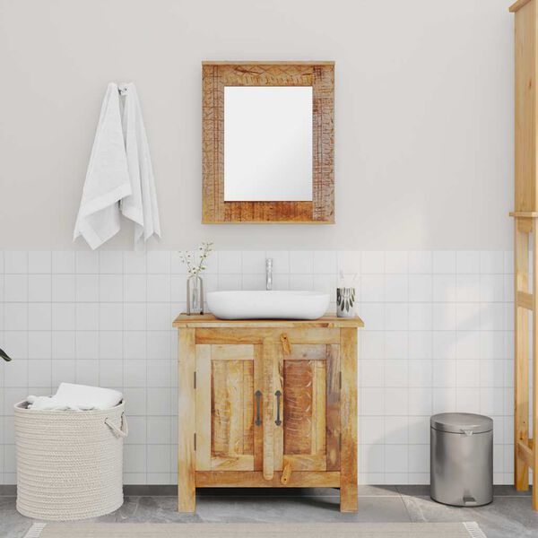 vidaXL Bathroom Vanity Cabinet with Mirror Solid Mango Wood