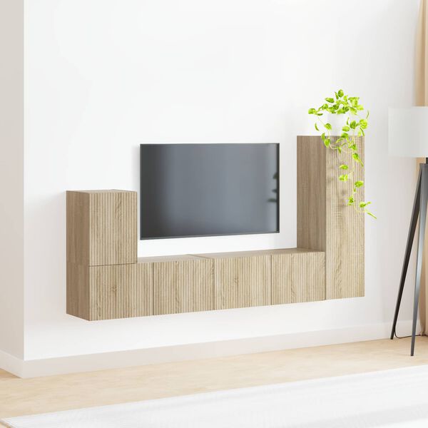 vidaXL TV Cabinet Set Wall-mounted 3 pcs Sonoma Oak Engineered Wood