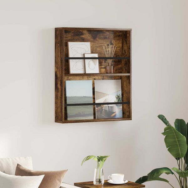 vidaXL Magazine Rack Smoked Oak 60 x 12 x 70 cm Engineered Wood