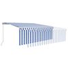 vidaXL Manual Retractable Awning with Blind&LED 4x3m Blue&White