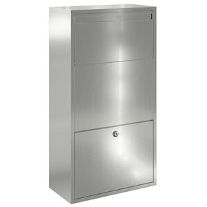 vidaXL Parcel Drop Box with Storage Chrome 44 x 22 x 82 cm Steel