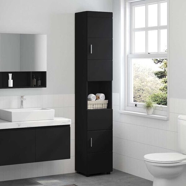 vidaXL Bathroom Cabinet Set TULUM Black 37 x 31.5 x 203 cm