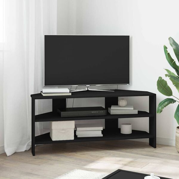 vidaXL Corner TV Cabinet Black 102x40.5x45cm Engineered Wood