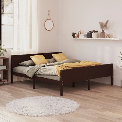 vidaXL Bed Frame Dark Brown Solid Wood Pine 200x200 cm