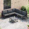 vidaXL Garden Sofa Set with Cushion 5 pcs Black Steel