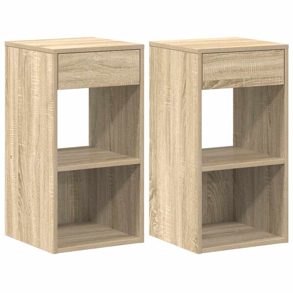 vidaXL Bedside Cabinets with Drawer 2 pcs Sonoma Oak 35x34x66.5 cm