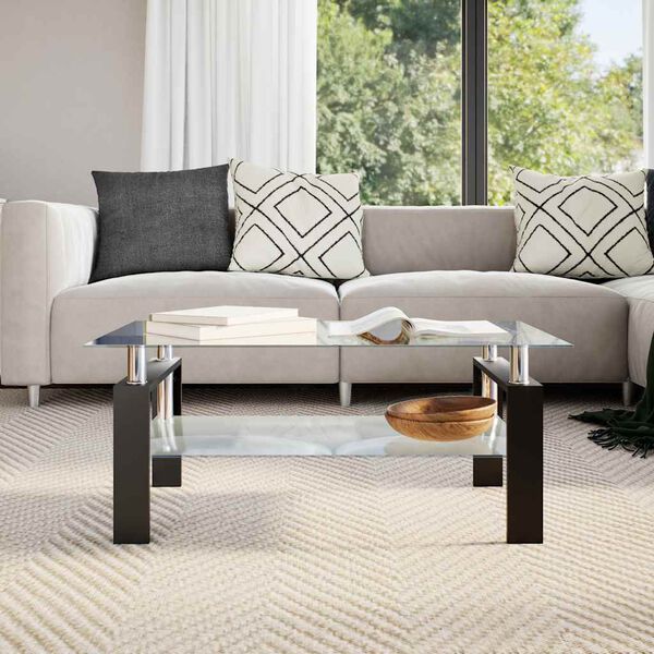 vidaXL Coffee Table Grey and Transparent 95x55x40 cm Tempered Glass
