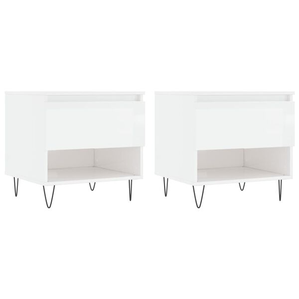 vidaXL Coffee Tables 2 pcs High Gloss White 50x46x50 cm Engineered Wood