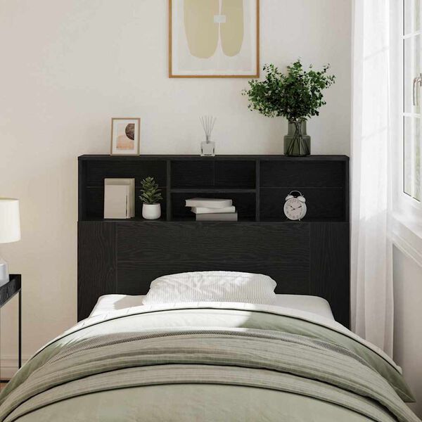 vidaXL Headboard Cabinet Black Oak 120 x 19 x 103.5 cm Engineered Wood