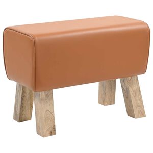 vidaXL Bench 60 x 30 x 45 cm Real Leather Dark Brown