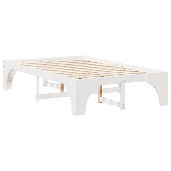 vidaXL Bed Frame White 135 x 190 cm Solid Pine Wood