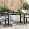 vidaXL Garden Table 90x90x75 cm Tempered Glass and Poly Rattan Grey