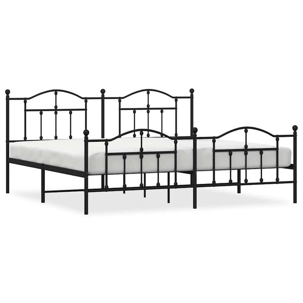 vidaXL Metal Bed Frame without Mattress with Footboard Black 193x203cm
