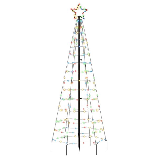 vidaXL LED Christmas Tree with Spikes 220 LEDs Colourful 180 cm