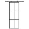 vidaXL Sliding Door with Hardware Set Black 76x205 cm ESG Glass