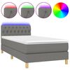 vidaXL Box Spring Bed with Mattress&LED Dark Grey 100x200cm Fabric