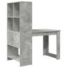 vidaXL Desk with Shelf Concrete Grey 122 x 67 x 145 cm Engineered Wood