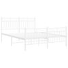 vidaXL Metal Bed Frame without Mattress with Footboard White 140x200cm