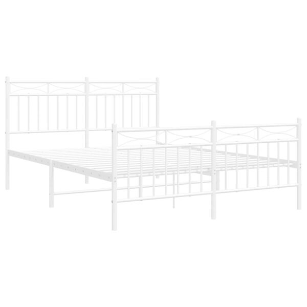 vidaXL Metal Bed Frame without Mattress with Footboard White 140x200cm