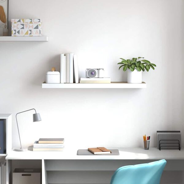 vidaXL Floating Wall Shelf Oak and White 80x23.5x3.8 cm MDF