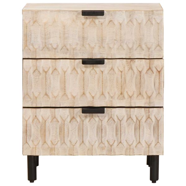 vidaXL Bedside Cabinet White 50 x 33 x 62 cm Solid Mango Wood