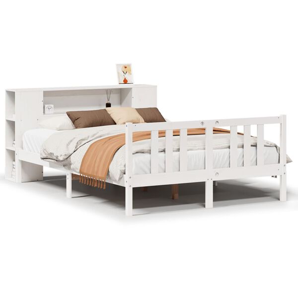 vidaXL Bookcase Bed without Mattress White 160x200cm Solid Wood Pine