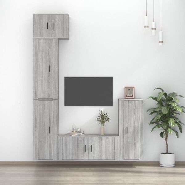 vidaXL 5 Piece TV Cabinet Set Grey Sonoma Engineered Wood