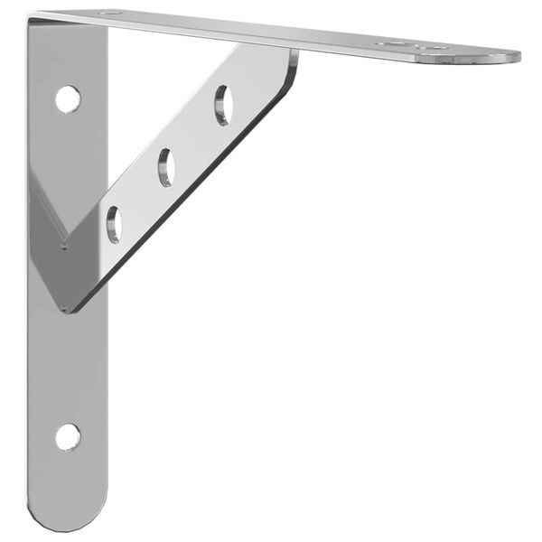 vidaXL Shelf Brackets 4 pcs 23.5x2.5x15.5 cm Silver Stainless Steel
