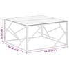 vidaXL Coffee Table Silver Stainless Steel and Tempered Glass