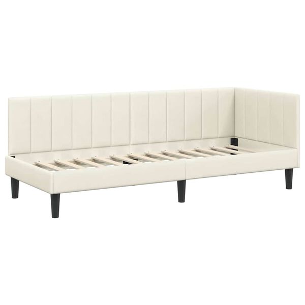 vidaXL Corner Bed Frame with Headboard Cream 80 x 200 cm Velvet