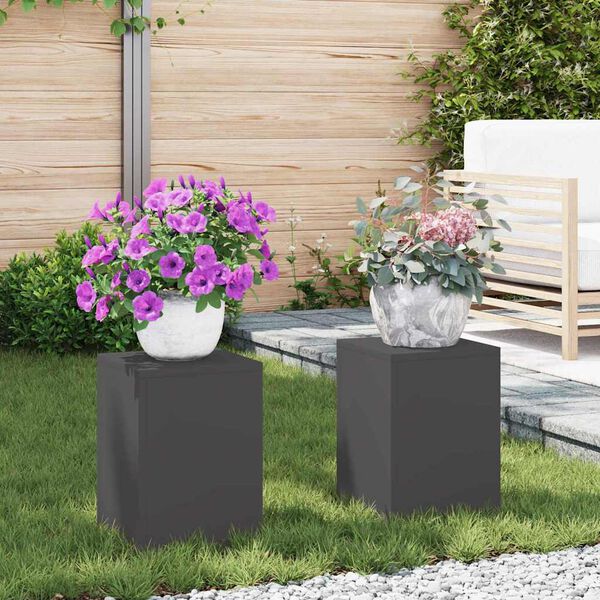 vidaXL Plant Stand 2 pcs Black 24 x 24 x 35 cm Steel