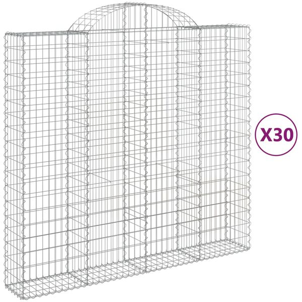vidaXL Arched Gabion Baskets 30 pcs 200x50x180/200 cm Galvanised Iron