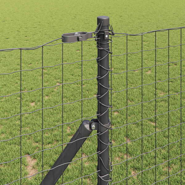 vidaXL Fence Post 2 pcs Grey Powder-coated steel